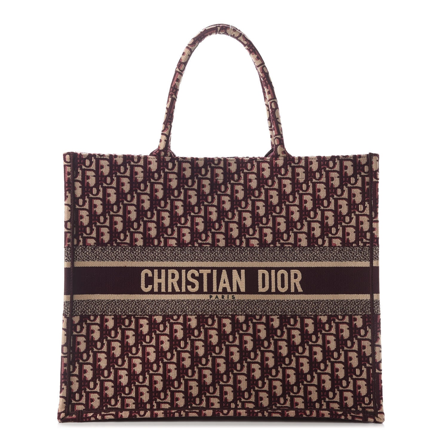 Christian Dior Oblique Large Book Tote Burgundy Multicolor 1 of 8