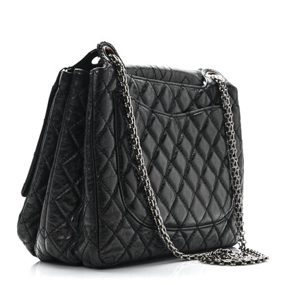 Chanel Metallic Aged Calfskin Quilted Reissue 2.55 Accordion Flap Black 3 of 9