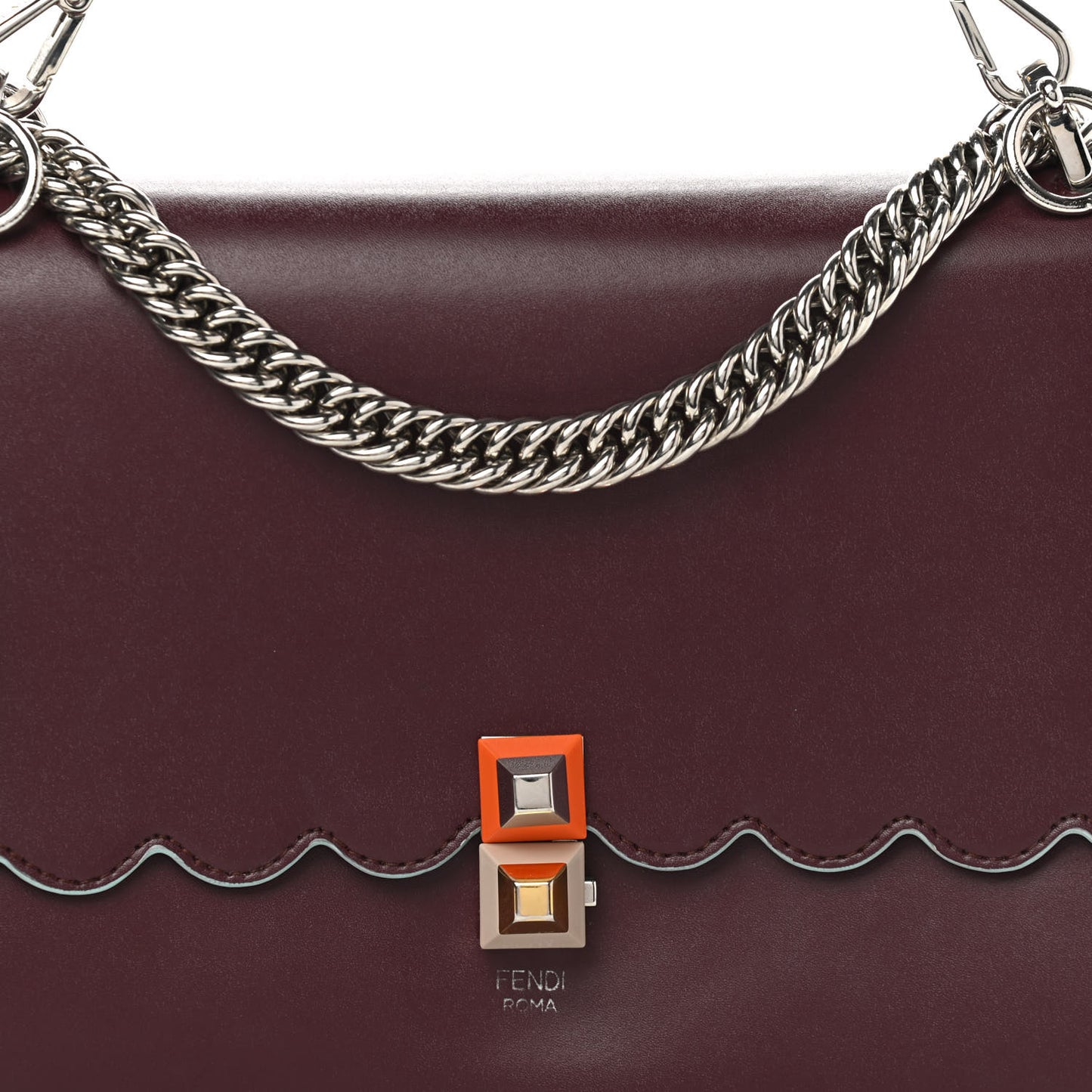 Vitello Liberty Scalloped Studded Kan I Shoulder Bag Bordeaux
