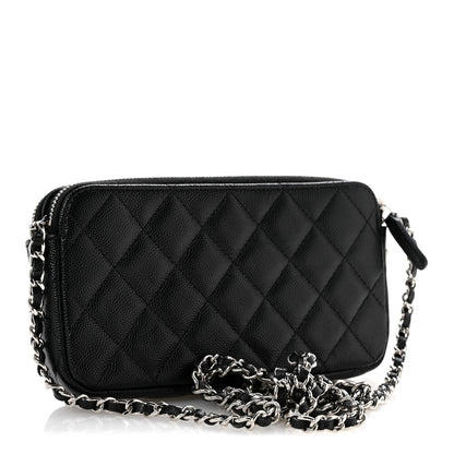 Chanel Caviar Quilted Logo Small Clutch With Chain Black 3 of 13