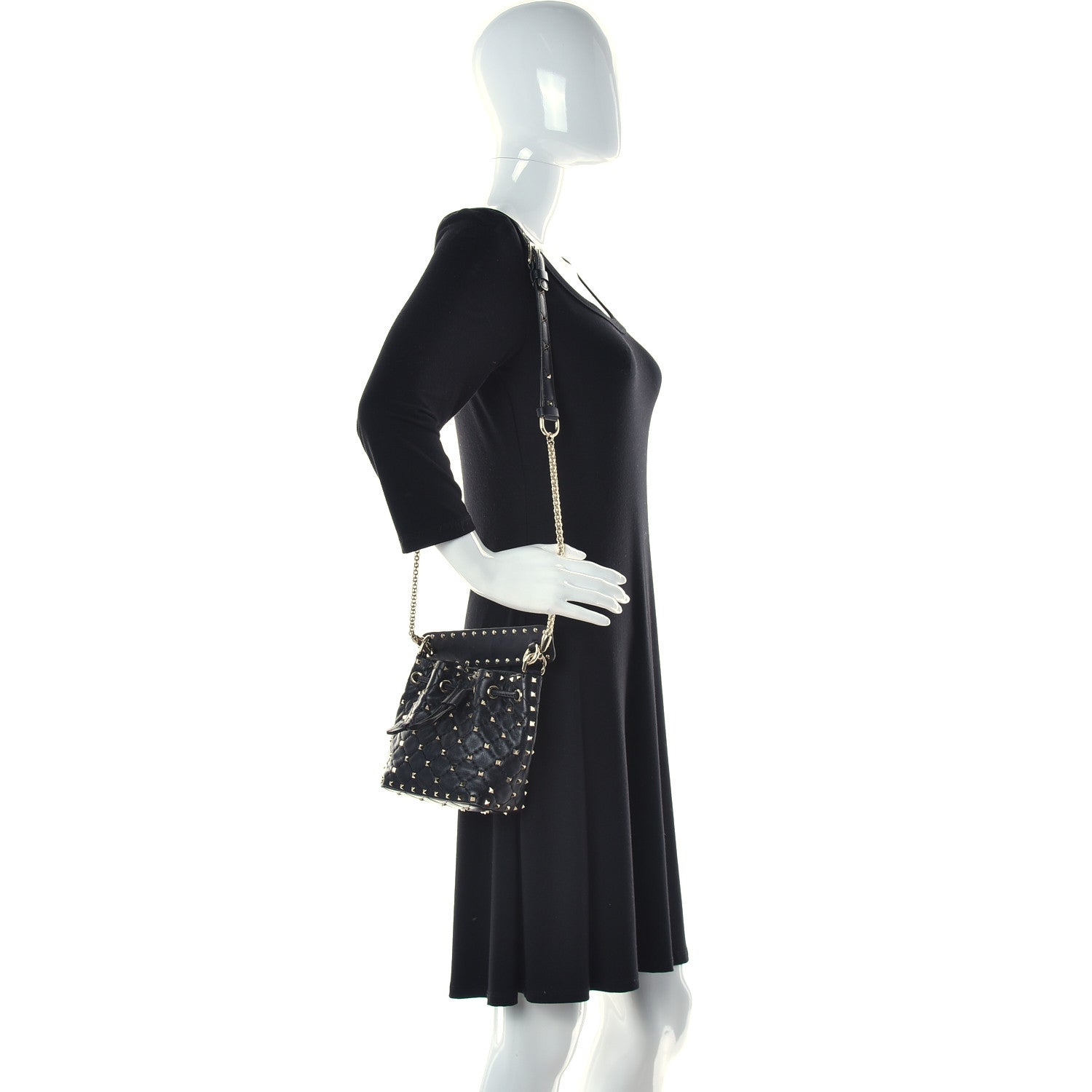 Valentino Garavani Nappa Mini Rockstud Spike Bucket Bag Black 2 of 9