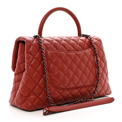 Chanel Caviar Quilted Medium Coco Handle Flap Dark Red 3 of 12