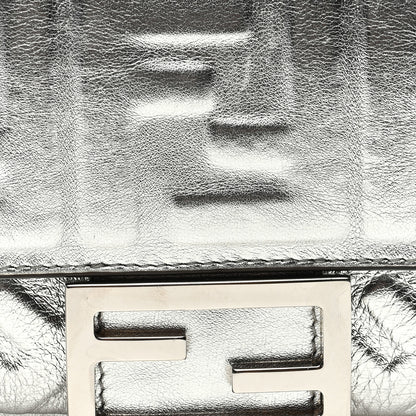 Fendi Vitello Catalan FF 1974 Embossed Mini Baguette Argento 8 of 10