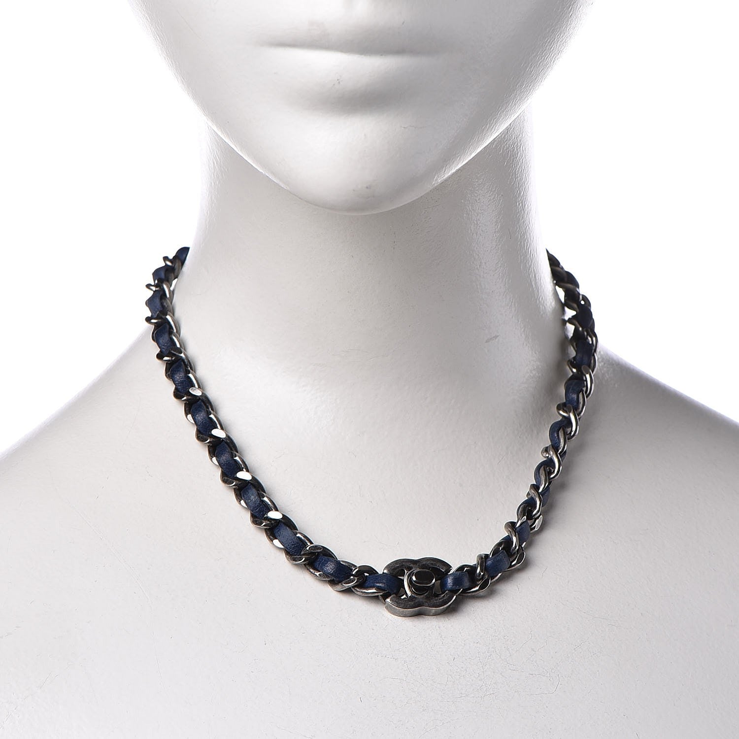 Chanel Lambskin CC Turnlock Choker Necklace Navy Blue 2 of 5