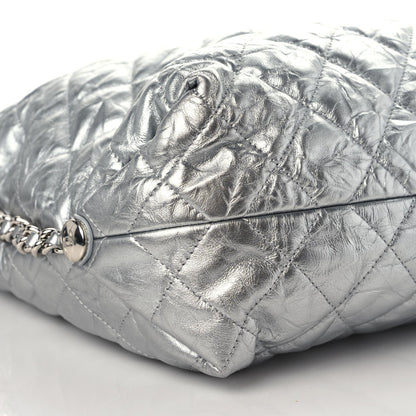 Chanel Metallic Crackled Calfskin Quilted Hobo Silver 8 of 9