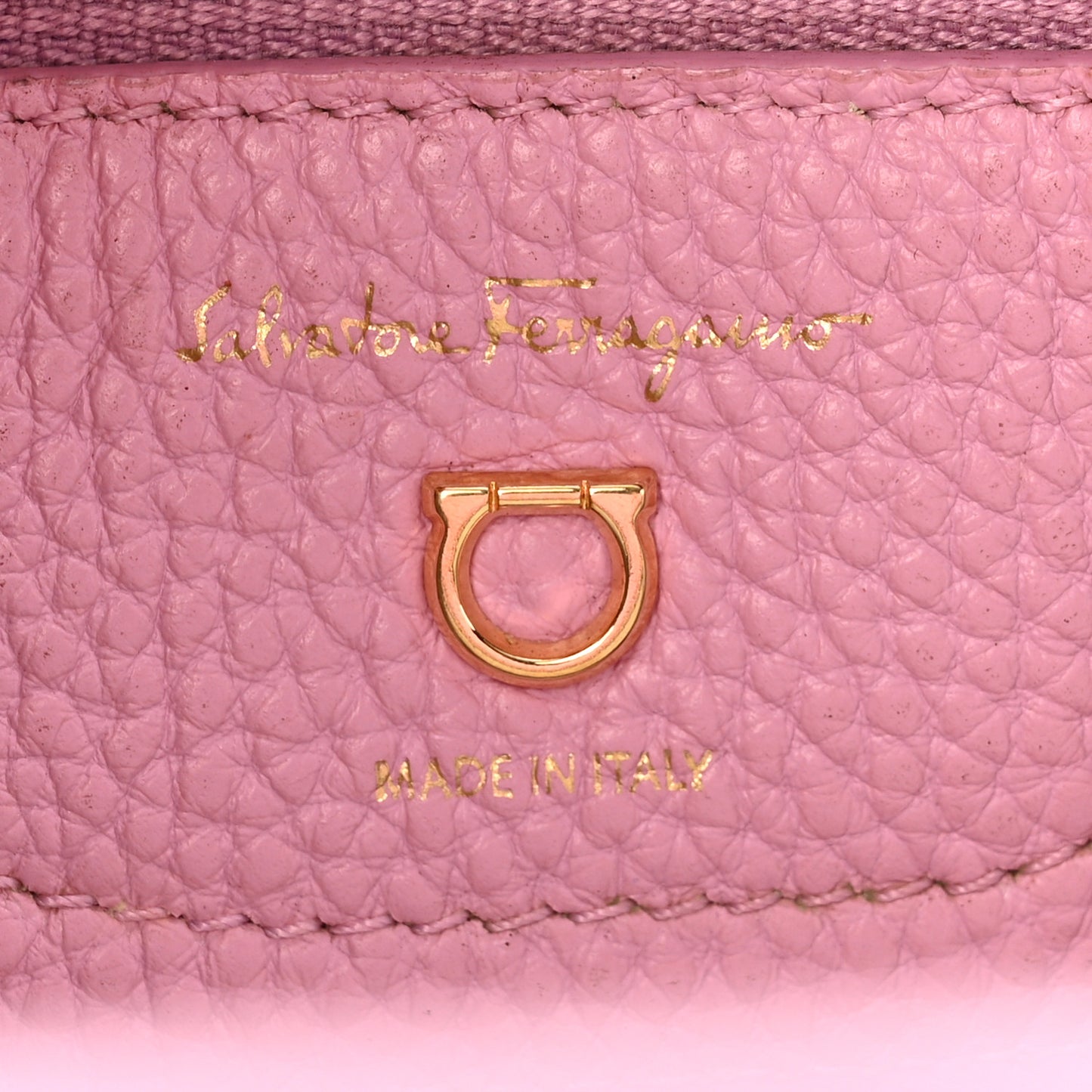 Grained Calfskin Double Handle Small Amy Tote Pink