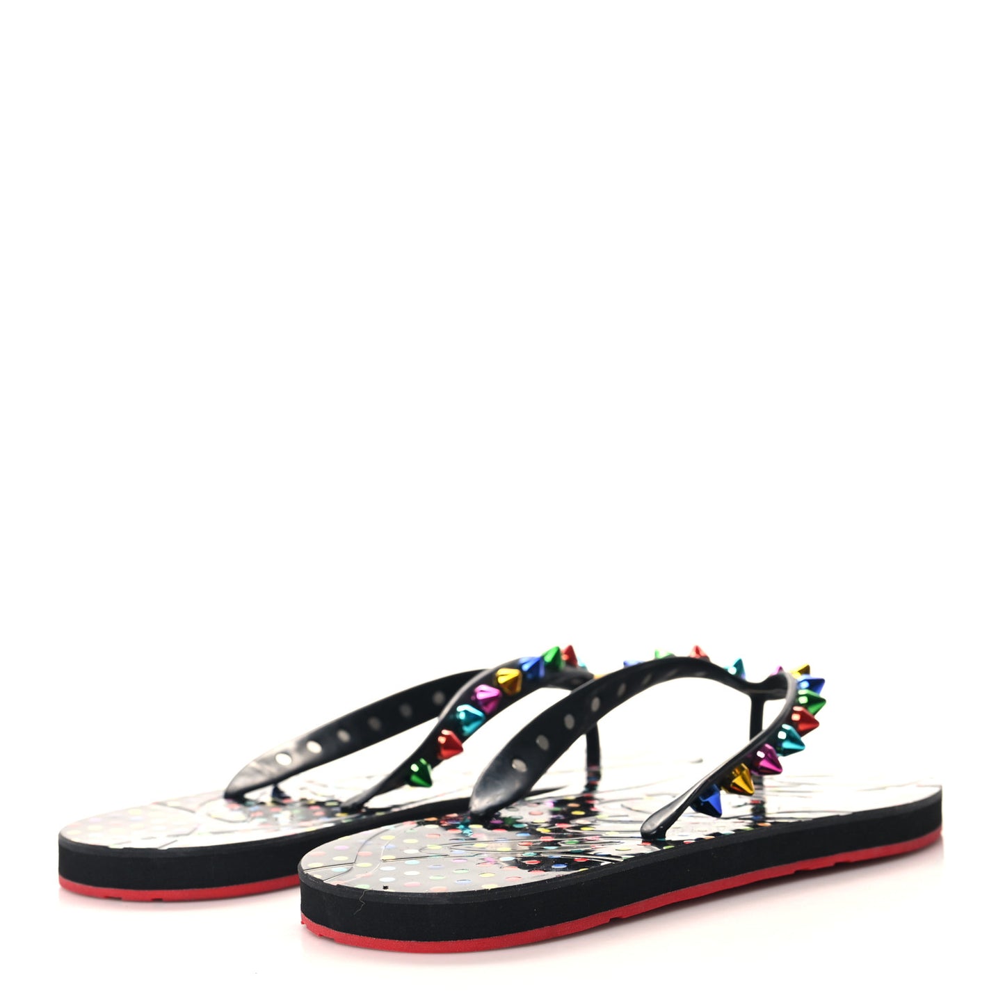 Rubber Spike Loubi Flip Flip Platform Sandals 38 Black
