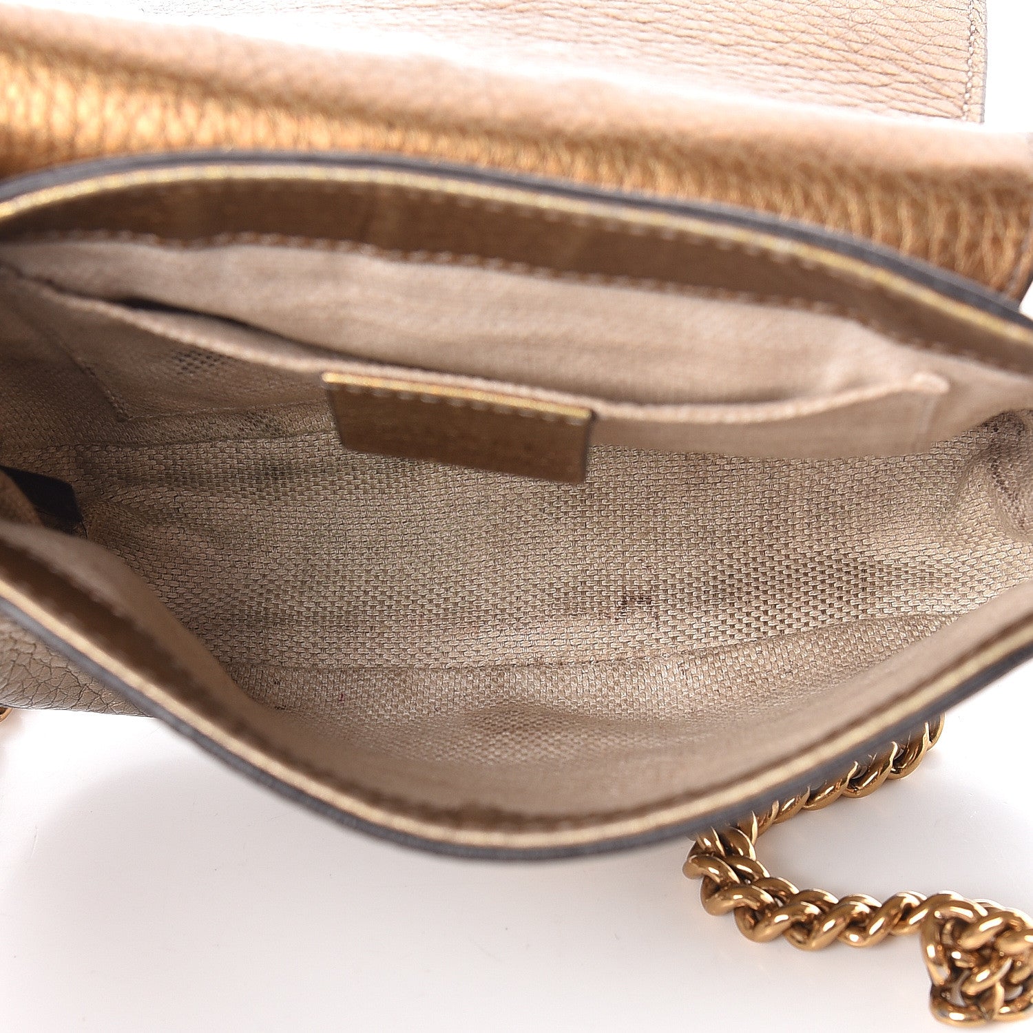 Gucci Metallic Pebbled Calfskin Small Soho Flap Crossbody Gold Ombre 5 of 20