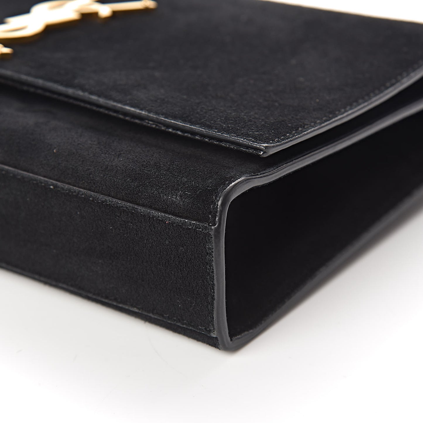 Suede Medium Monogram Kate Tassel Shoulder Bag Black