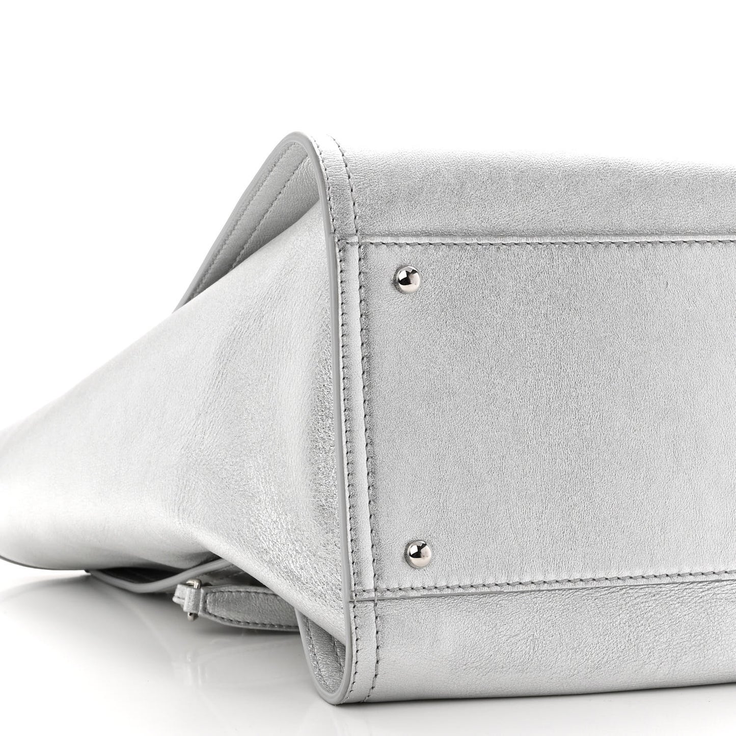 Metallic Calfskin Medium Deauville Tote Silver