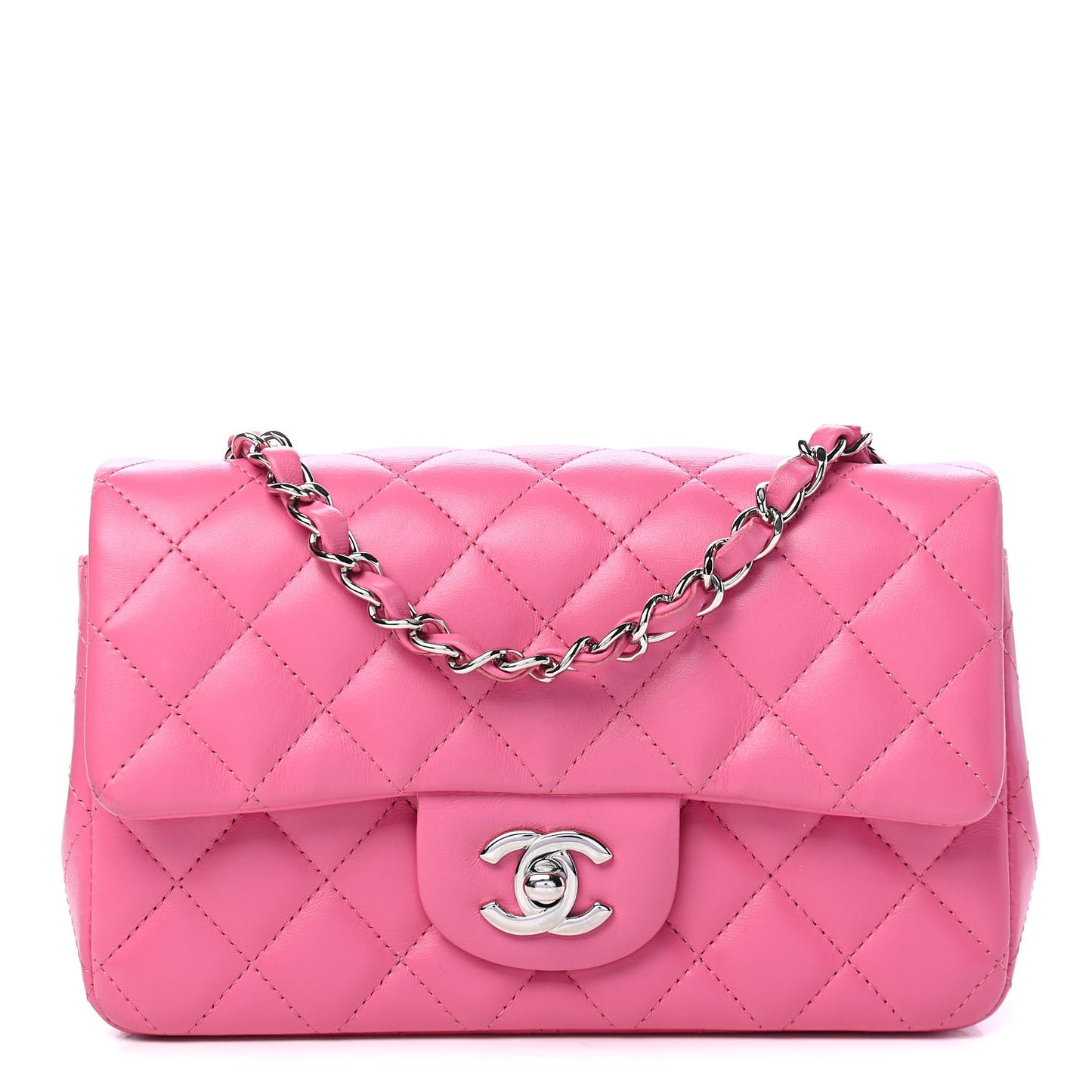 Lambskin Quilted Mini Rectangular Flap Pink