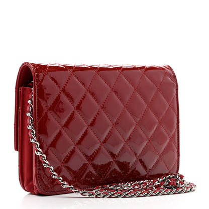 Chanel Patent Quilted Brilliant Wallet On Chain WOC Red 3 of 11
