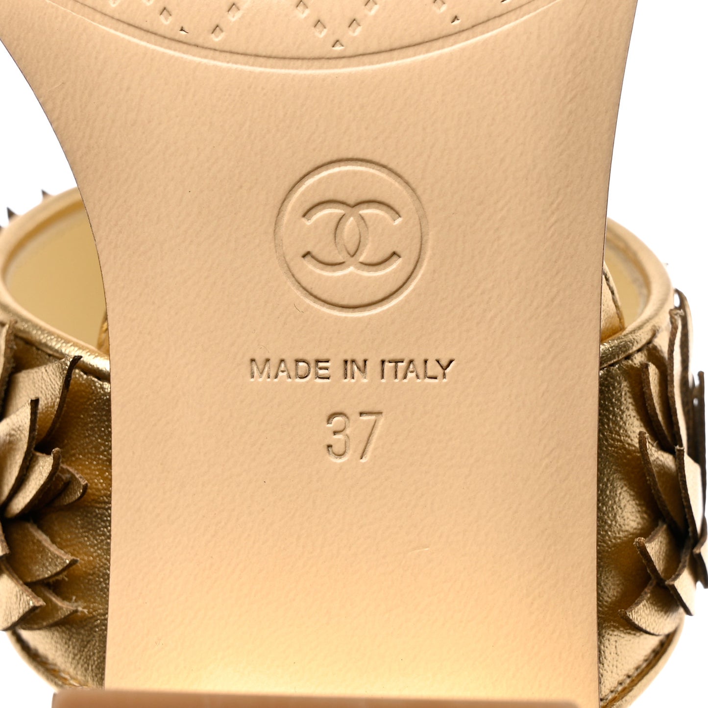 Metallic Lambskin Sandals 37 Gold