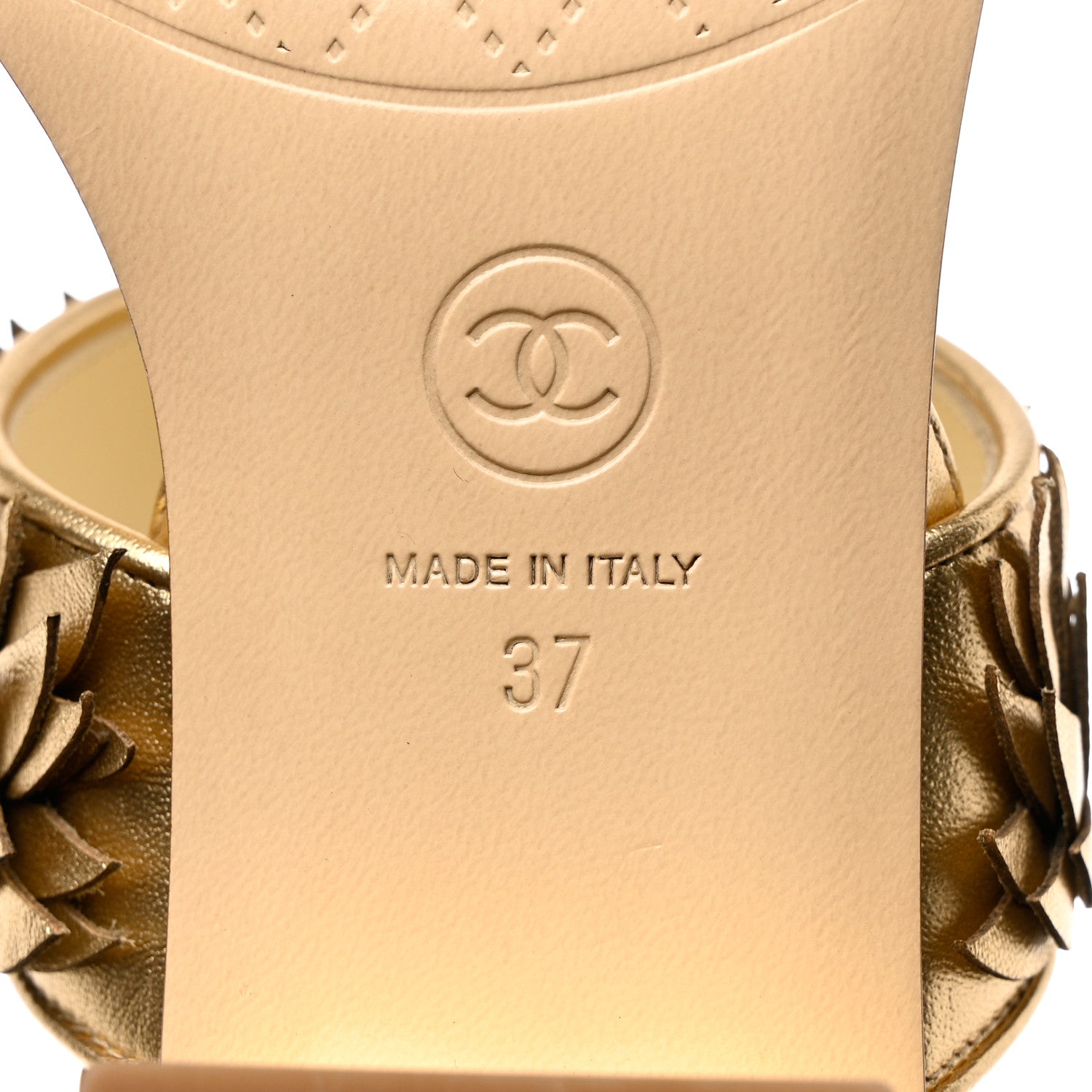 Chanel Metallic Lambskin Sandals 37 Gold 8 of 8