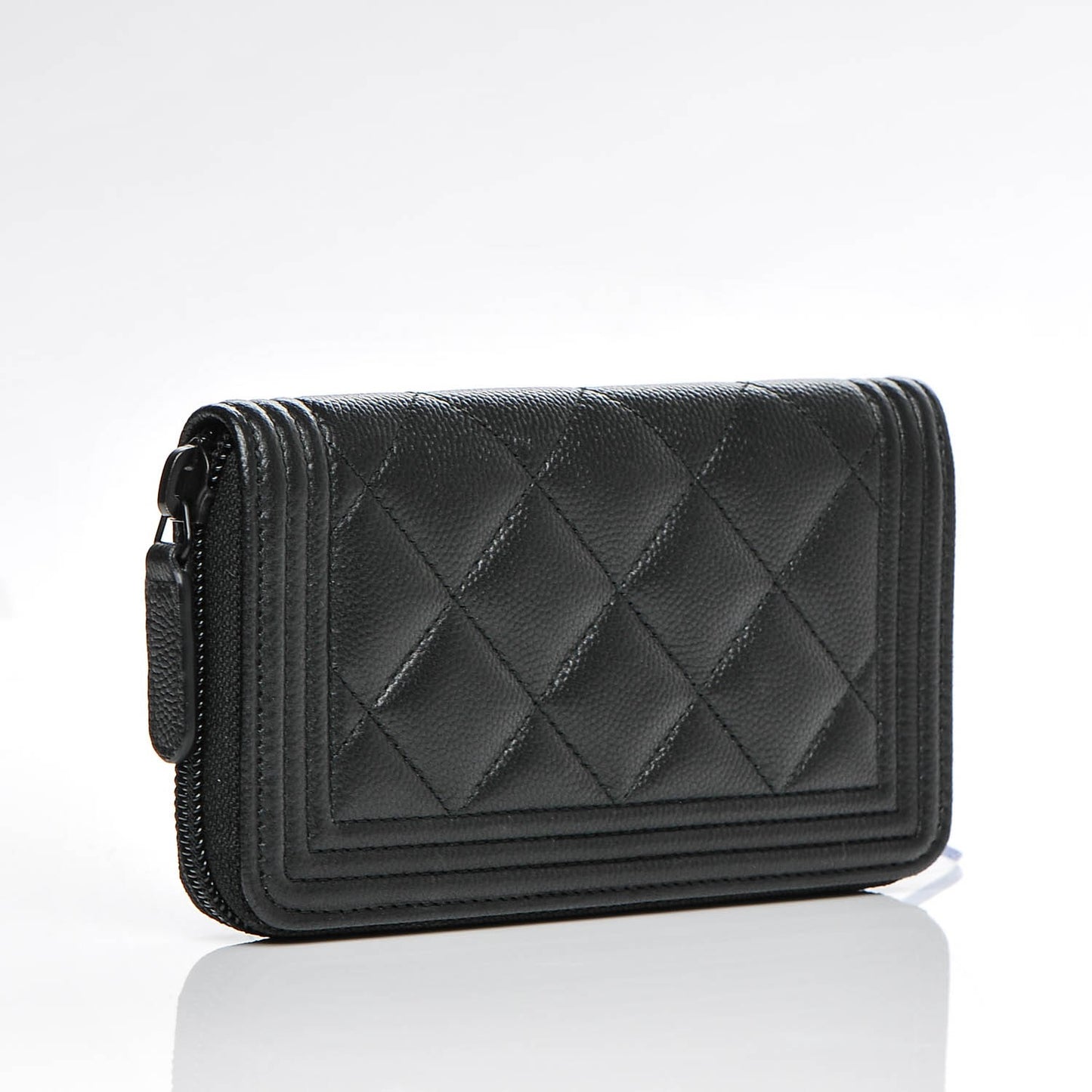 Caviar Quilted Boy Small Zip Around Wallet So Black