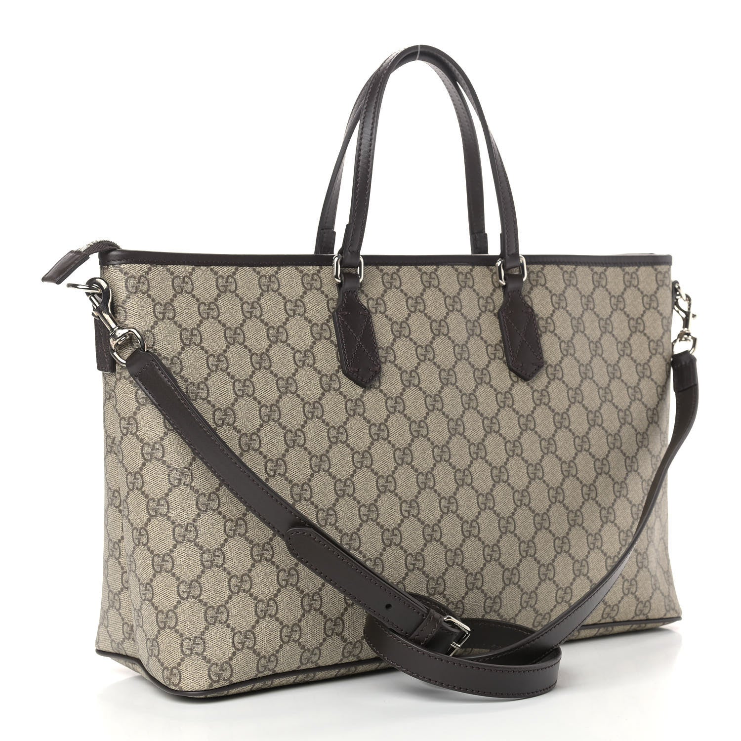 Gucci GG Supreme Monogram Medium Zippered Tote Dark Brown 4 of 10