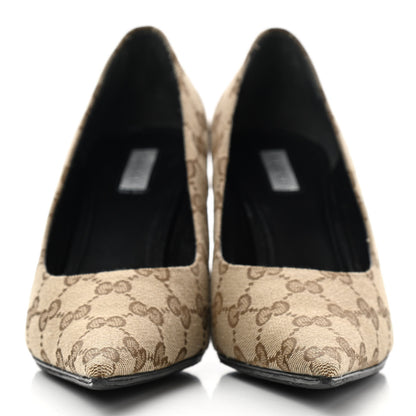 Balenciaga X GUCCI GG Monogram Square Knife 80mm Pumps 37.5 Beige Ebony 2 of 10