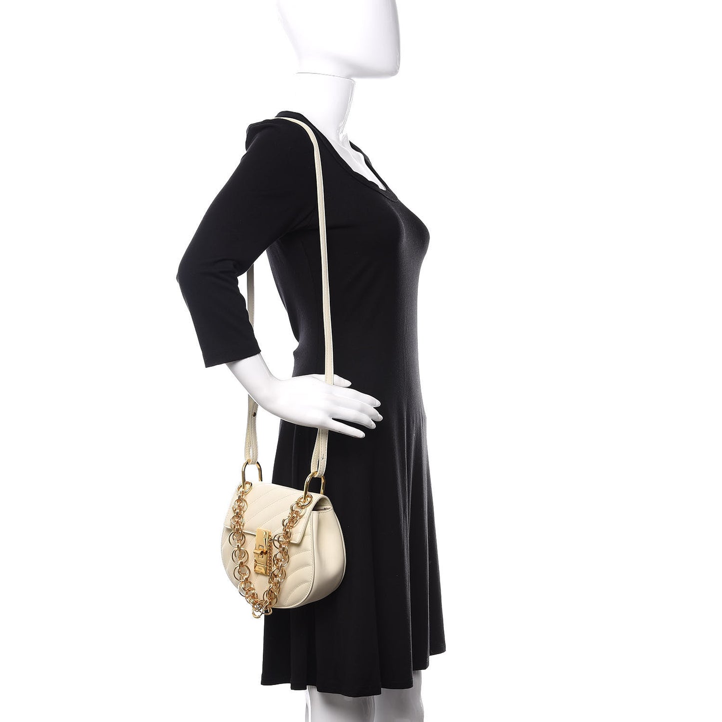 Calfskin Quilted Mini Drew Bijou Shoulder Bag Natural White