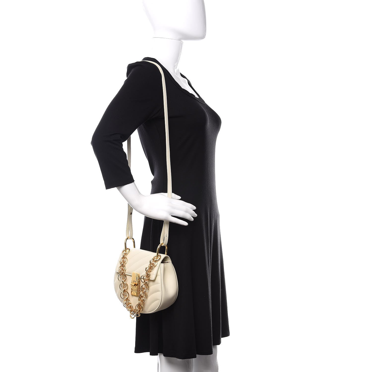 Chloe Calfskin Quilted Mini Drew Bijou Shoulder Bag Natural White 2 of 10