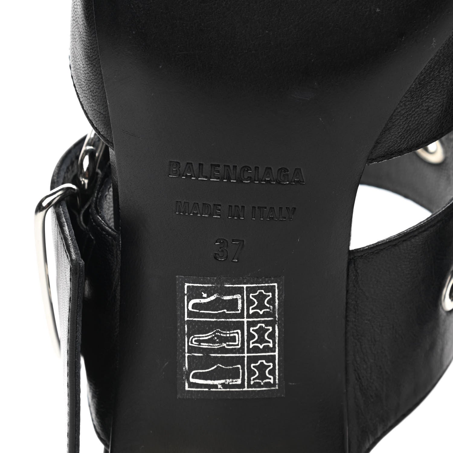 Balenciaga Shiny Kidskin Belt 40mm Mules 37 Black 6 of 9