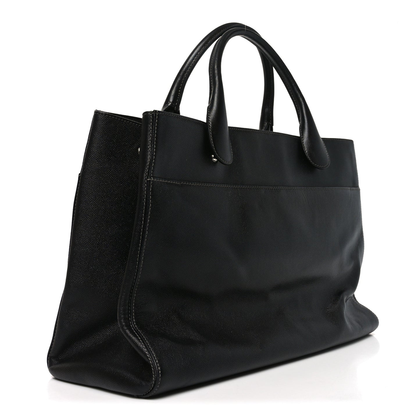 Caviar Medium Cerf Executive Shopper Tote Black