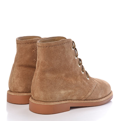 Chanel Suede Calfskin Womens Lace Up Short Boots 36 Dark Beige 4 of 10