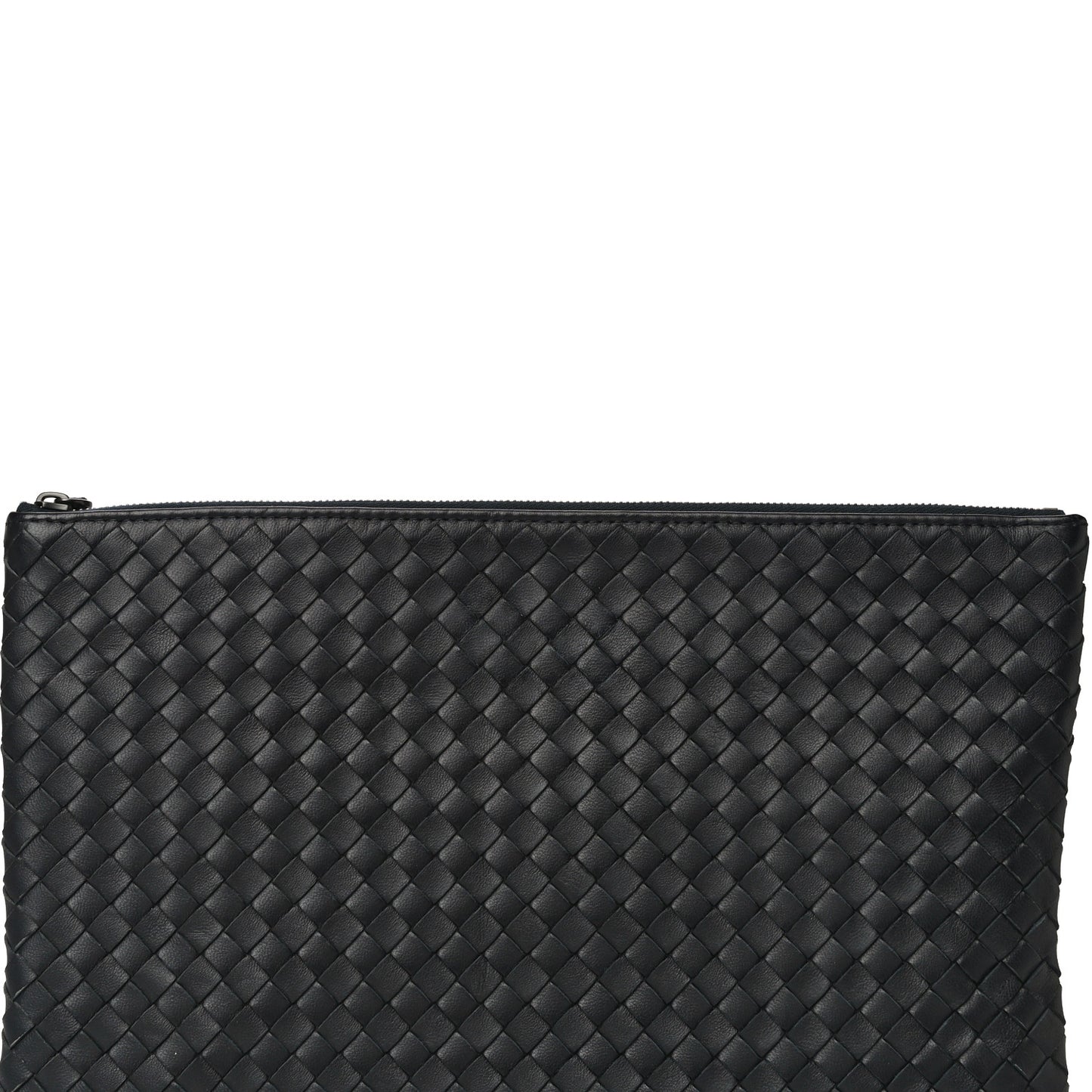 Nappa Intrecciato Large Flat Zip Biletto Pouch Black