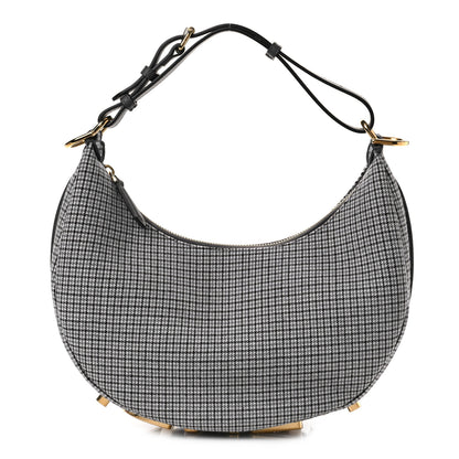 Fendi Wool Vitello Grace Small Houndstooth Small Fendigraphy Hobo Bag Grigio Anthracite 1 of 9