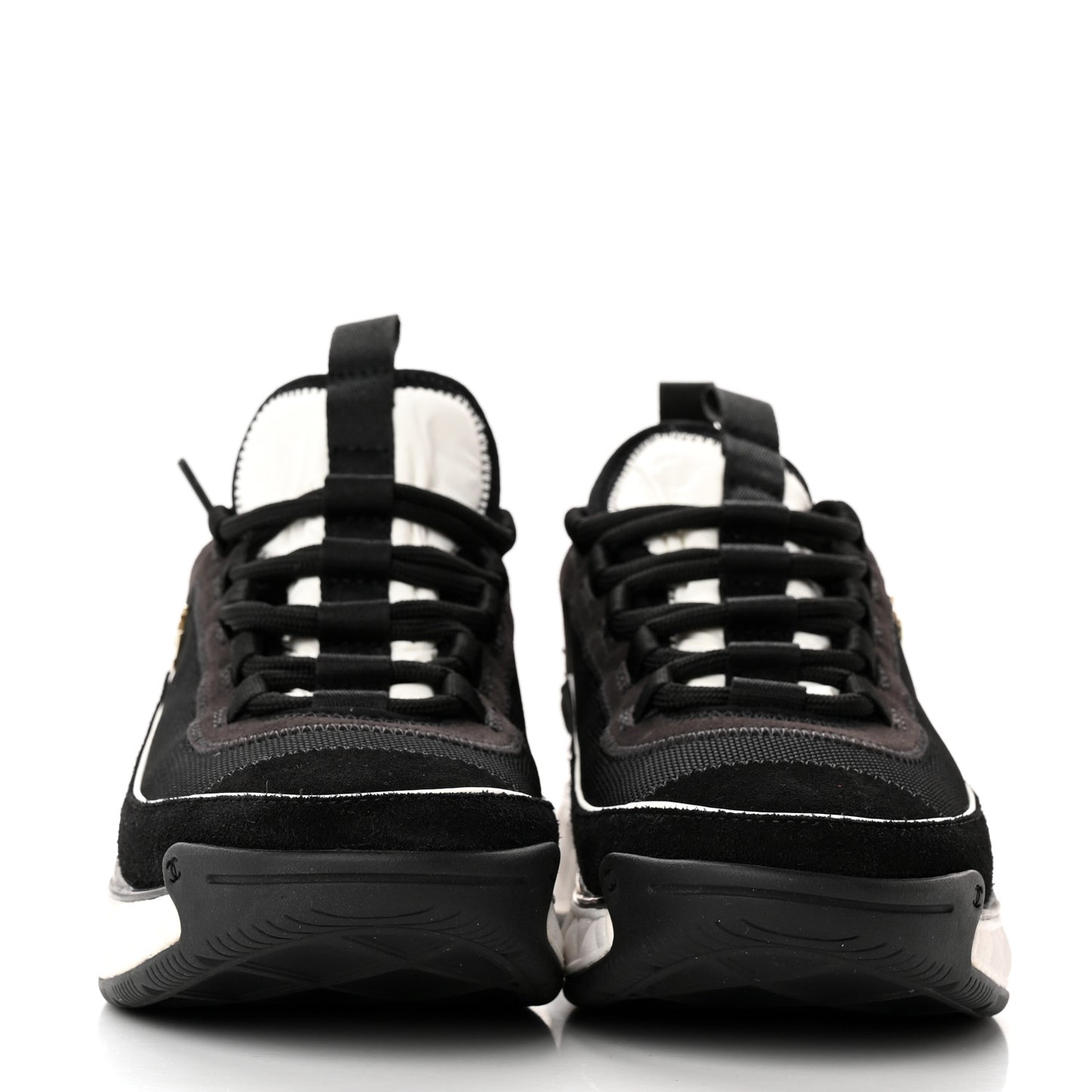 Velvet Calfskin Mixed Fibers CC Sneakers 37 Black