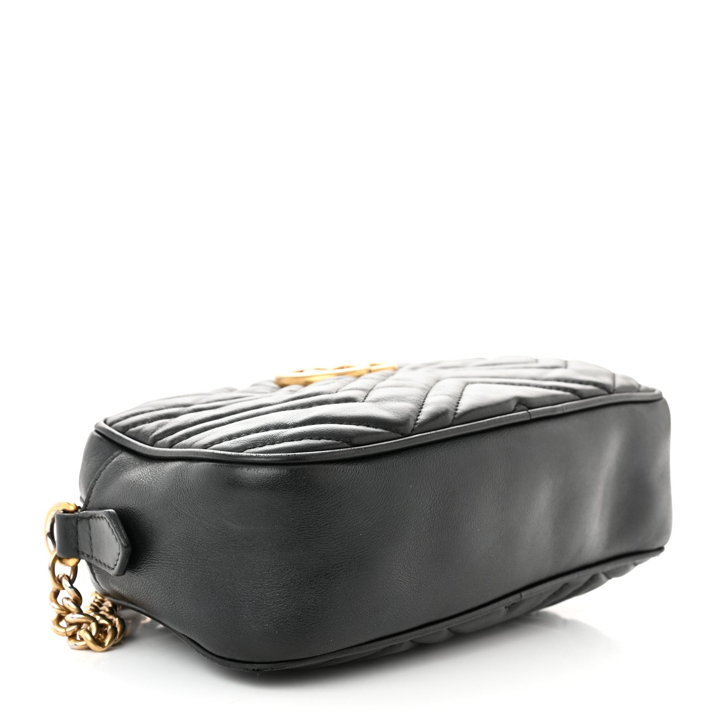 Calfskin Matelasse Small GG Marmont Chain Shoulder Bag Black