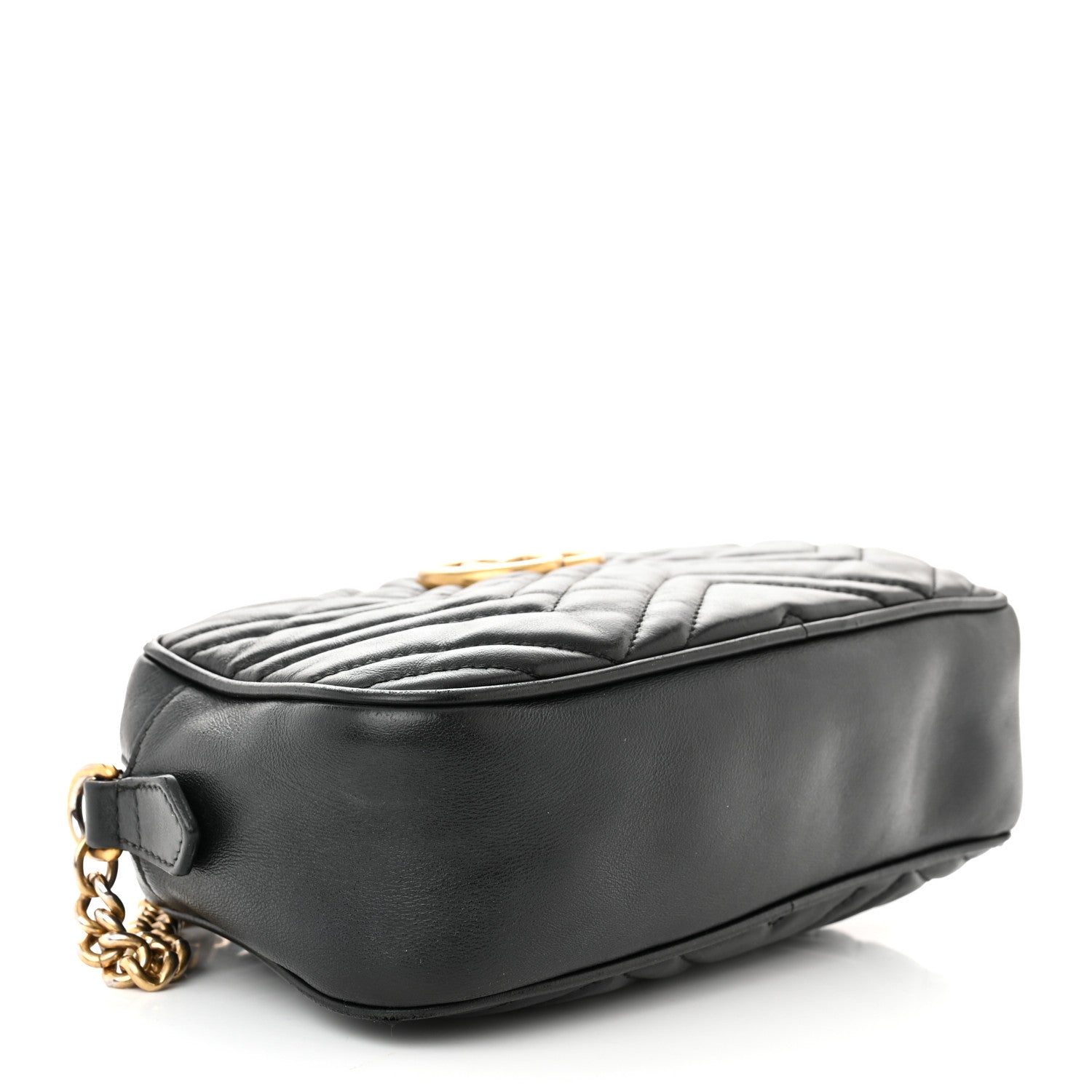 Gucci Calfskin Matelasse Small GG Marmont Chain Shoulder Bag Black 4 of 14