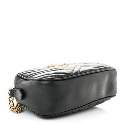 Gucci Calfskin Matelasse Small GG Marmont Chain Shoulder Bag Black 4 of 14