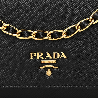 Prada Saffiano Metal Oro Chain Wallet Black 8 of 10