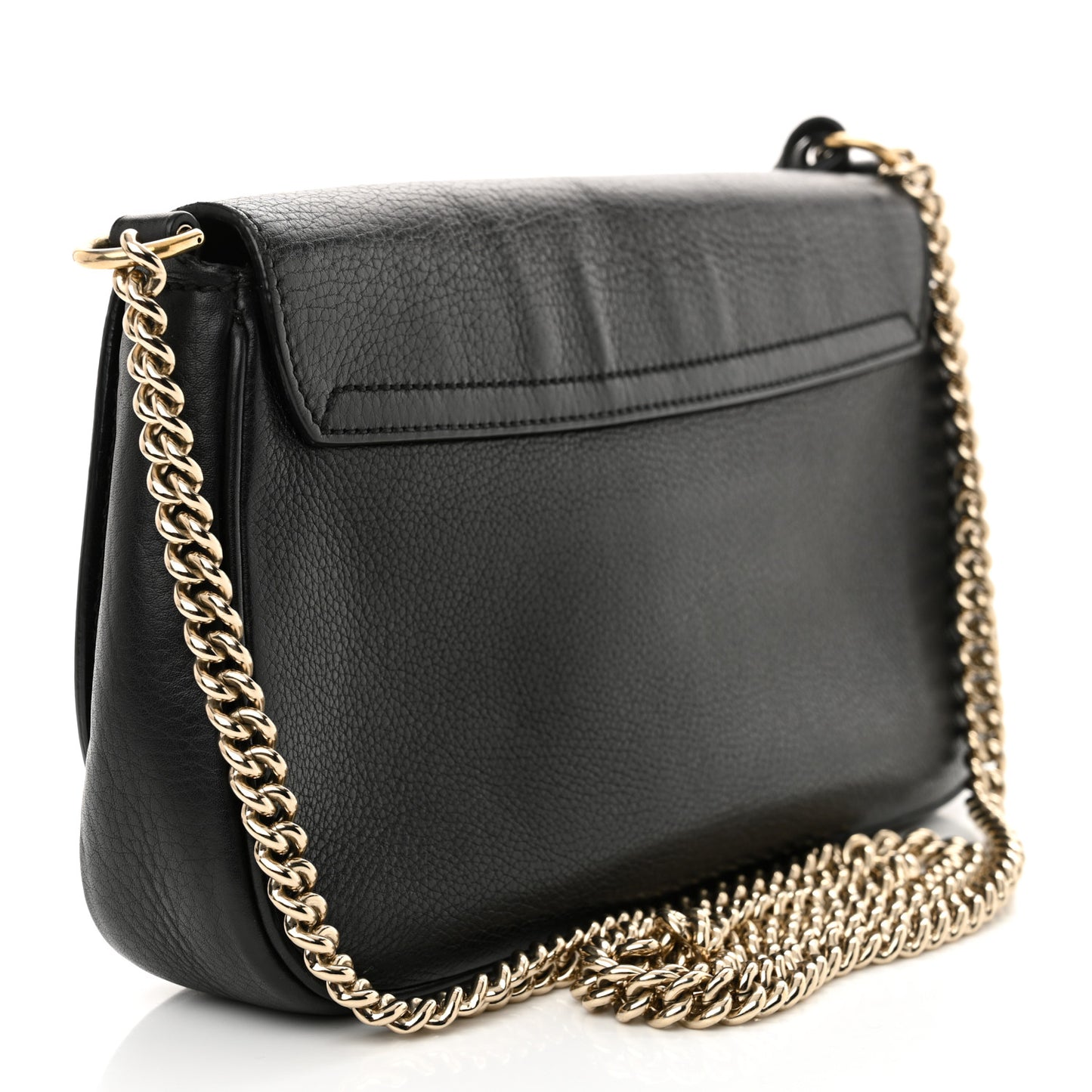 Pebbled Calfskin Medium Soho Flap Crossbody Black