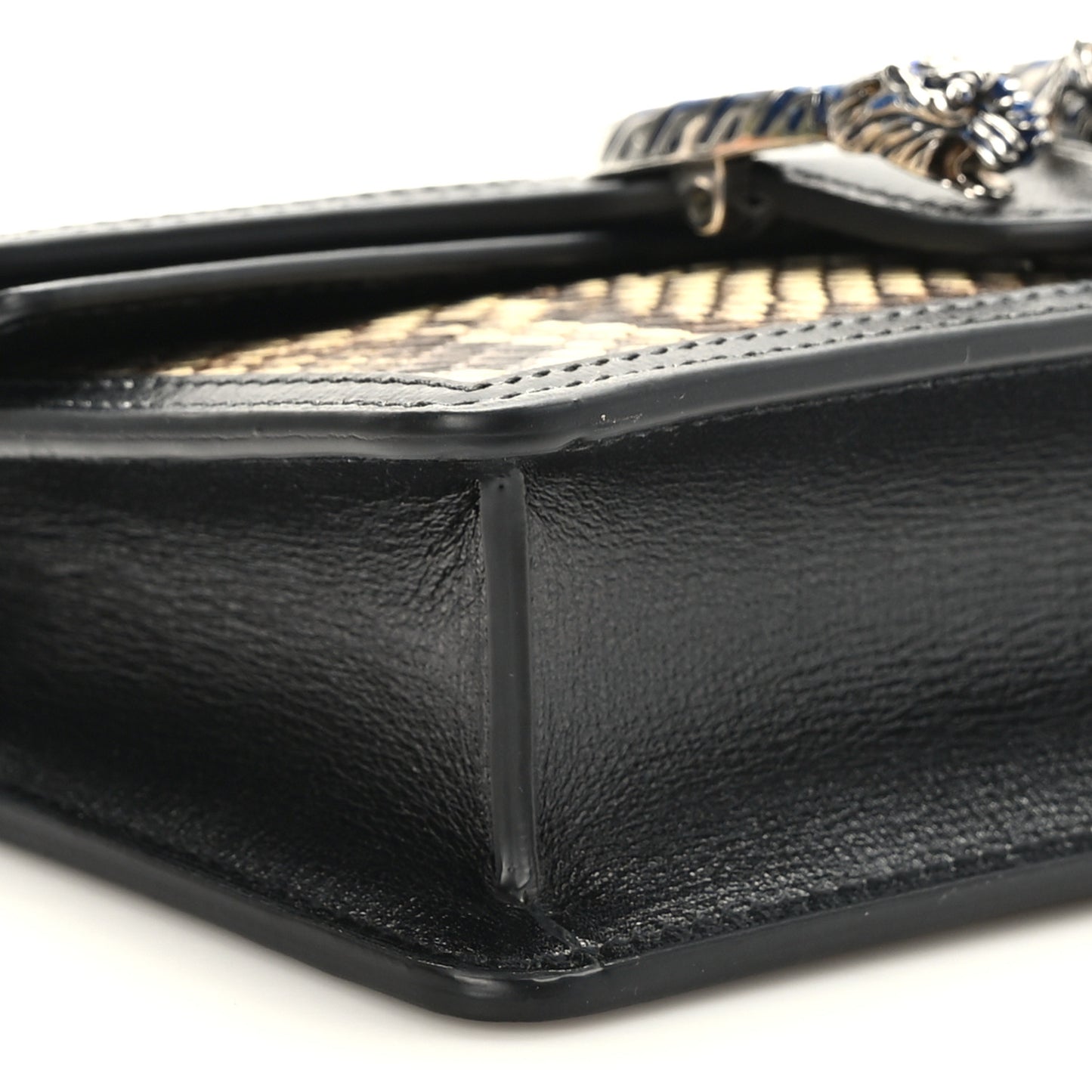 Snakeskin Azalea Calfskin Enamel Super Mini Dionysus Shoulder Bag New Rock Black Electric Blue
