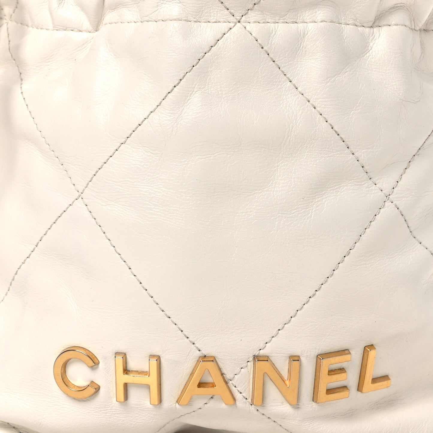 Shiny Calfskin Quilted Mini Chanel 22 White