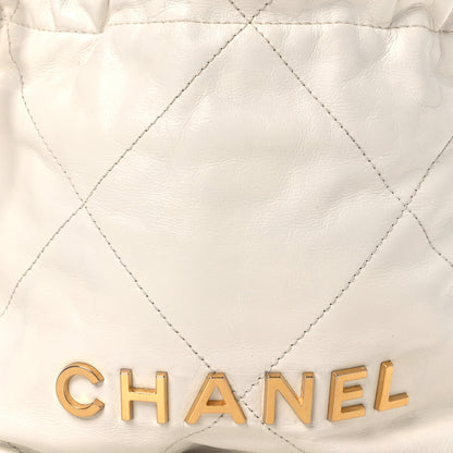 Chanel Shiny Calfskin Quilted Mini Chanel 22 White 15 of 19