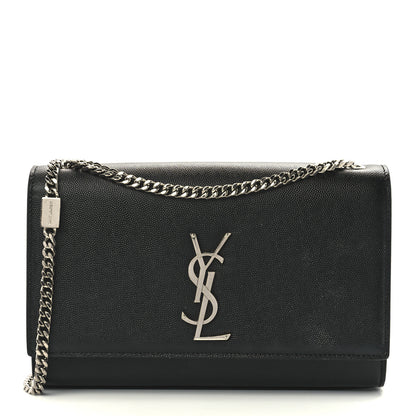 Saint Laurent Grain De Poudre Medium Classic Monogram Kate Satchel Black 1 of 12
