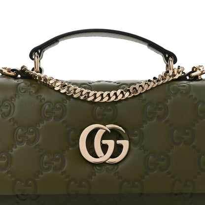 Gucci Lambskin Embossed Mini GG Milano Top Handle Shoulder Bag Green 8 of 10