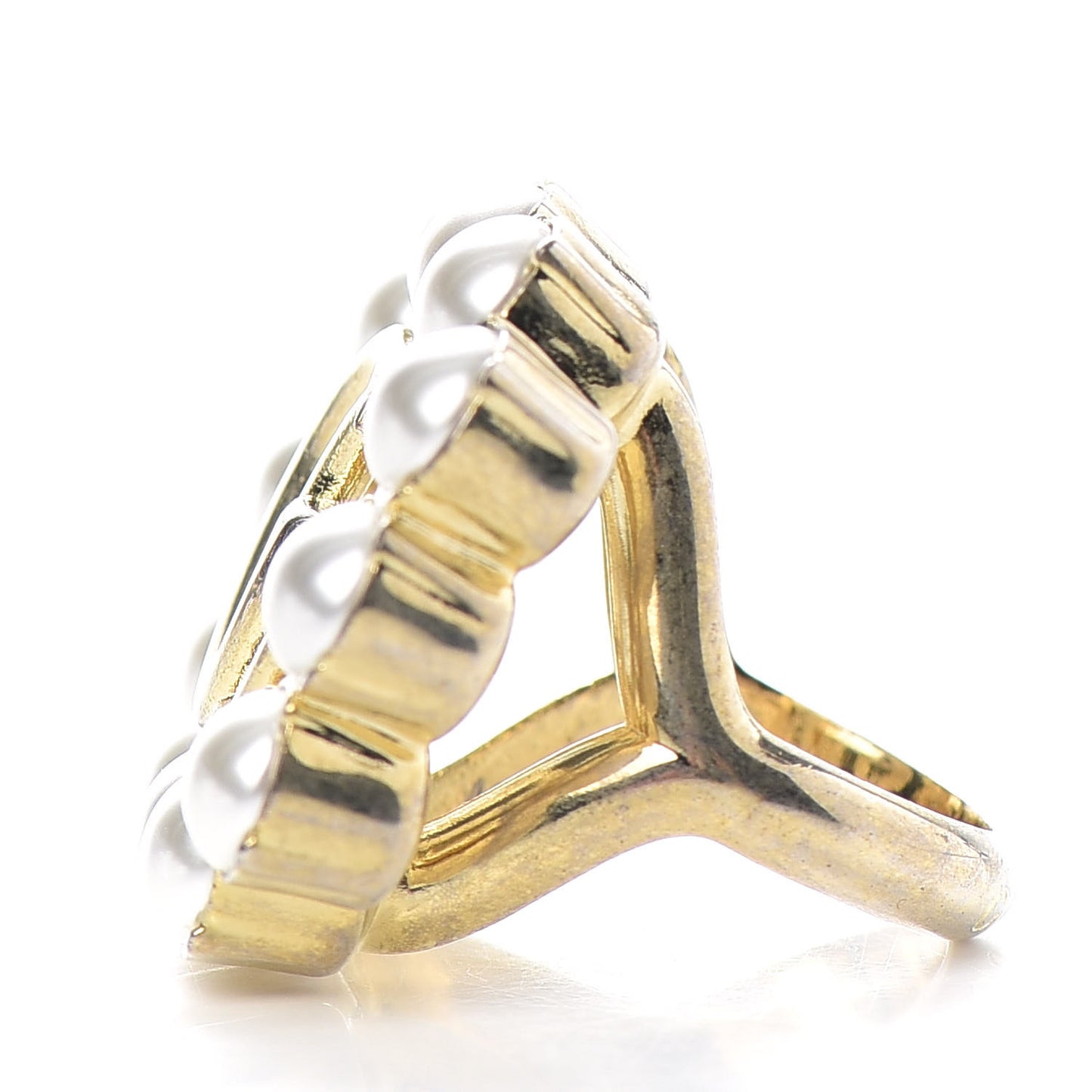 Pearl Double G Ring S Gold