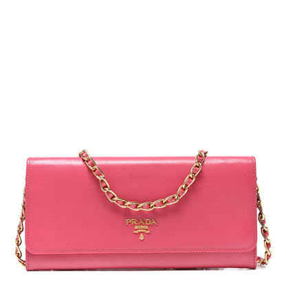 Prada Saffiano Metal Oro Chain Wallet Peonia 1 of 12