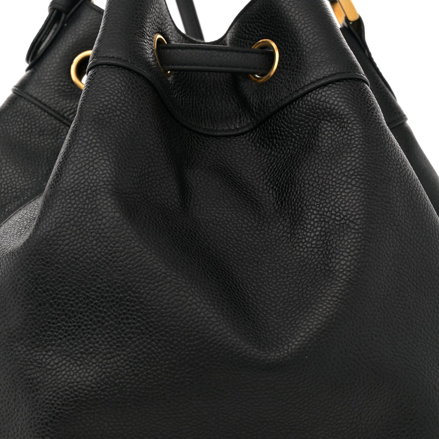 Caviar Quilted Drawstring Backpack Black