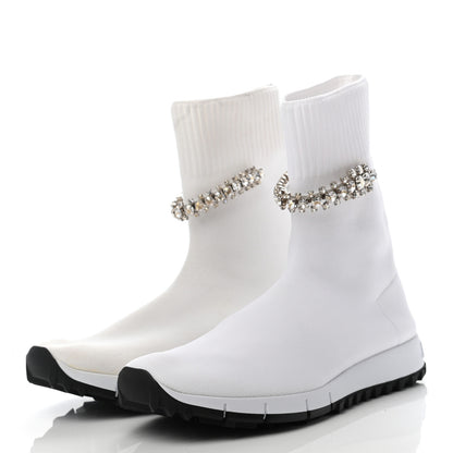 Jimmy Choo Stretch Fabric Crystal Regina Ankle Sock Sneakers 35.5 White 3 of 7