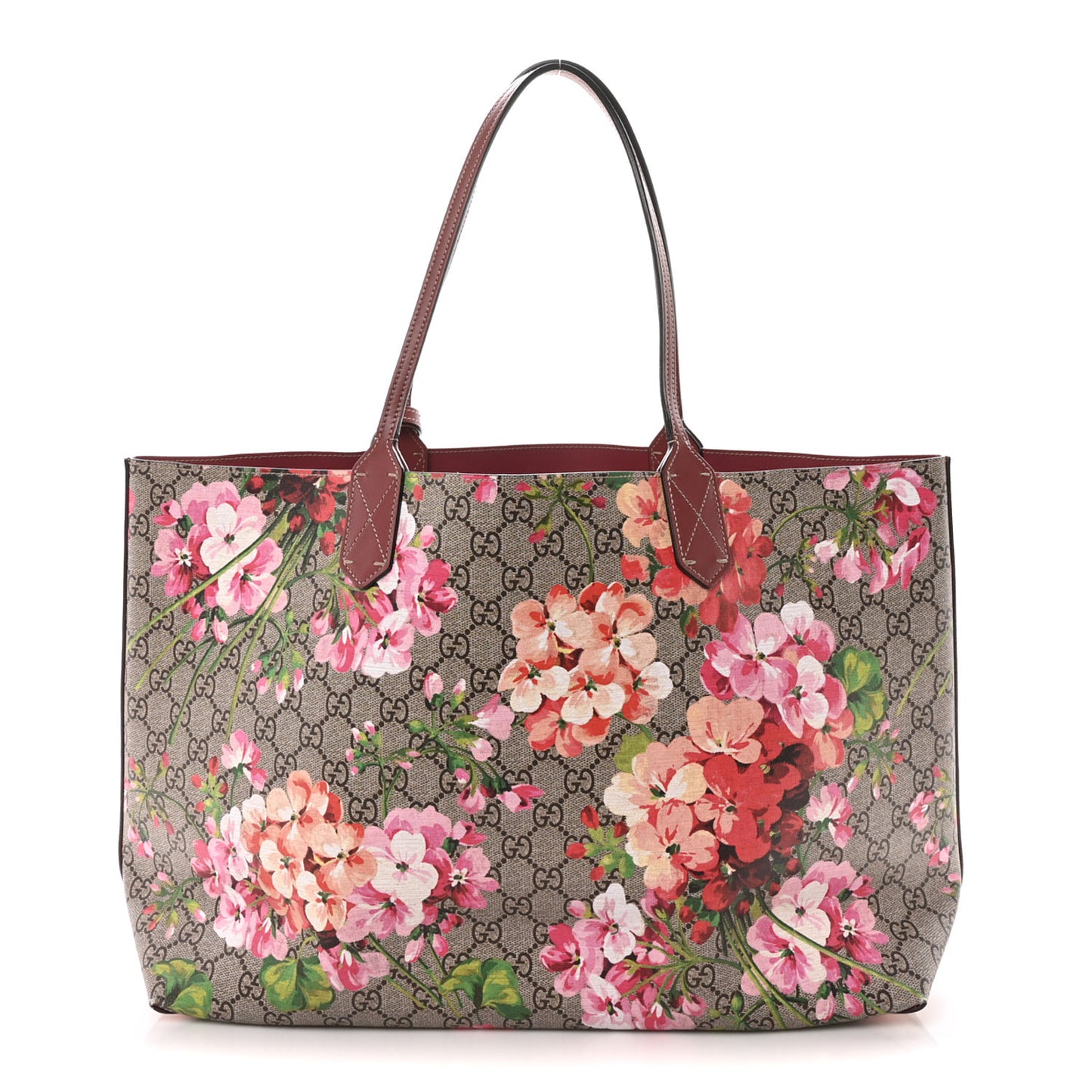 GG Supreme Monogram Blooms Large Reversible Tote Beige Multicolor Dry Rose