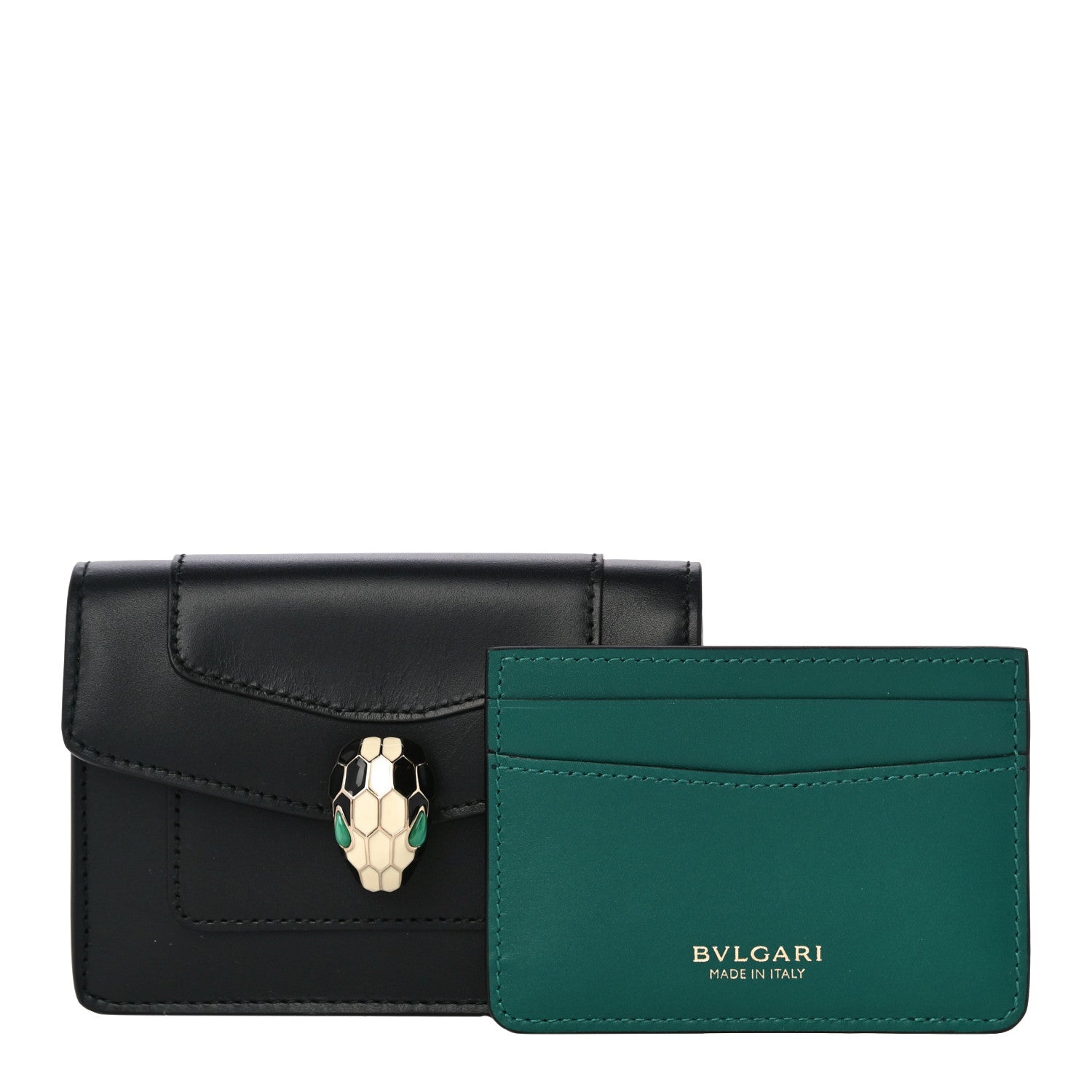 Bulgari Calfskin Serpenti Forever Purse Card Holder Black 1 of 13