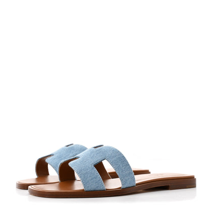 Hermes Denim Canvas Oran Sandals 36 Bleu Clair 4 of 11