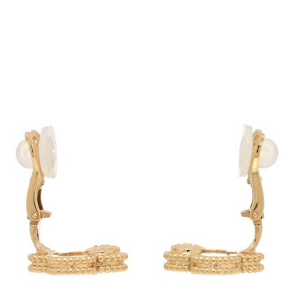 Van Cleef & Arpels 18K Yellow Gold Mother of Pearl Vintage Alhambra Clip-On Earrings 3 of 4