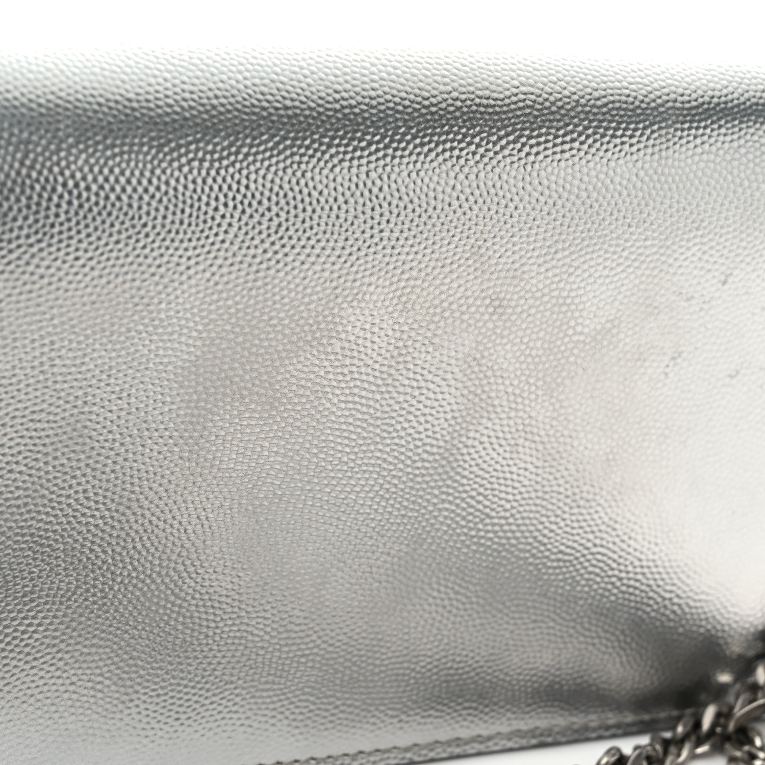 Saint Laurent Metallic Grain De Poudre Kate Monogram Tassel Chain Wallet Silver 11 of 11
