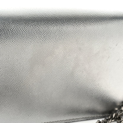 Saint Laurent Metallic Grain De Poudre Kate Monogram Tassel Chain Wallet Silver 11 of 11