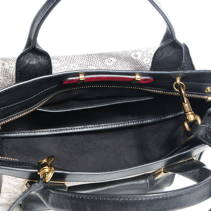 Chloe Calfskin Lizard Embossed Mini Alice Satchel Black White 9 of 9